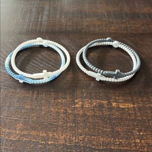 Ryan and Rose Blue and White silicone Cross Jesus bracelet